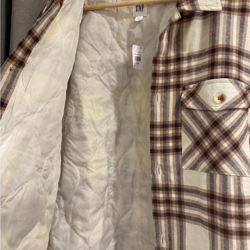 GAP Checkered Flannel Shirt in Brown and Cream